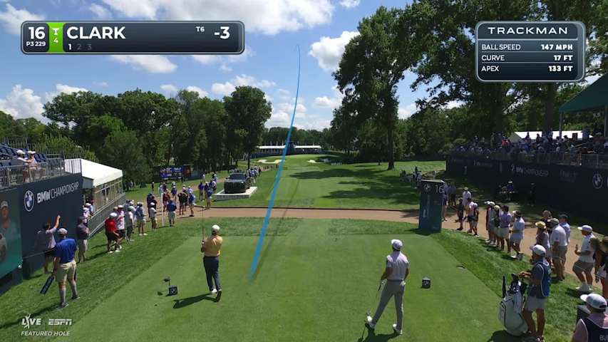 Wyndham Clark drains 38-foot putt on No. 16 at BMW Championship
