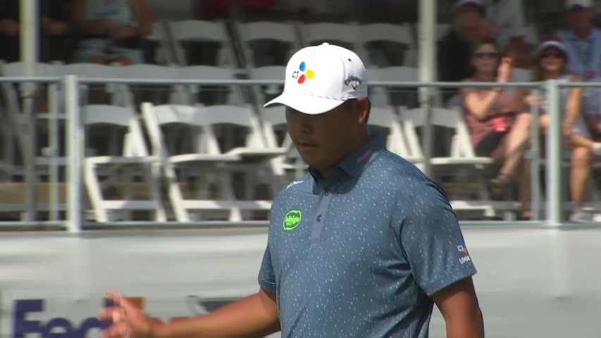 Si Woo Kim drains 17-foot putt for birdie on No. 16 at RBC Heritage