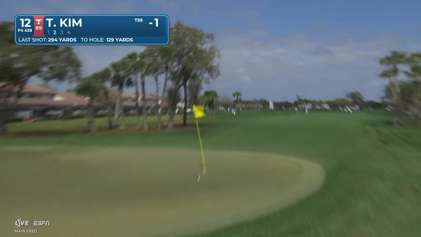 Tom Kim hits 131-yard approach to 4 feet, sets up birdie on No. 12 at Cognizant Classic