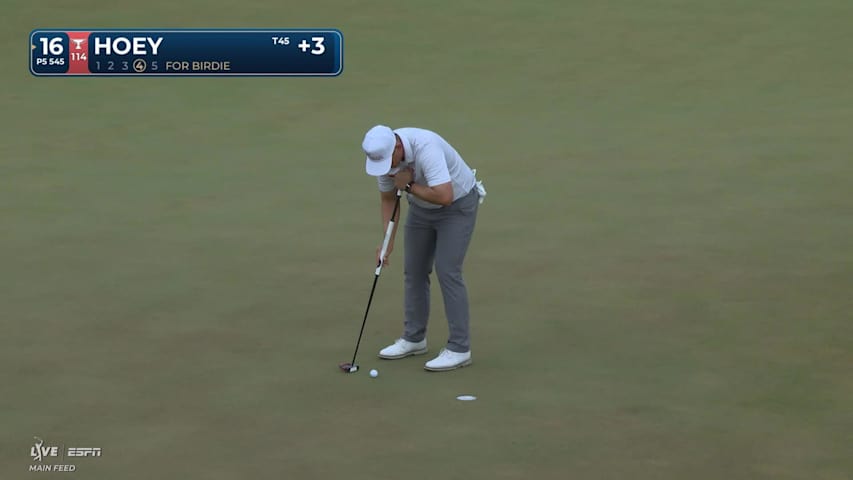 Rico Hoey sinks 2-foot birdie putt on No. 16 at THE PLAYERS