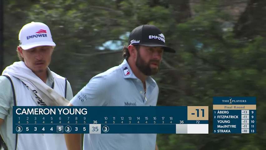 Cameron Young makes 15-foot birdie putt on No. 10 at THE PLAYERS
