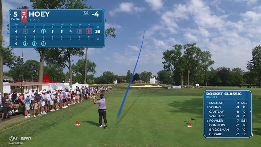Rico Hoey sinks 20-foot putt for birdie on No. 5 at Rocket Classic