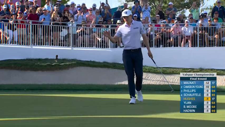 Mackenzie Hughes finishes strong with birdie on No. 18 at Valspar