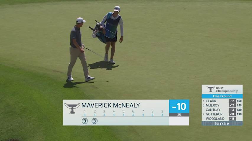 Maverick McNealy holes 60-foot approach for birdie on No. 2 at BMW Championship