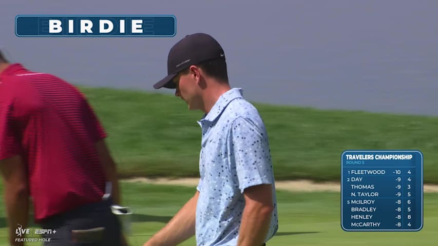 Luke Clanton makes birdie on No. 16 at Travelers