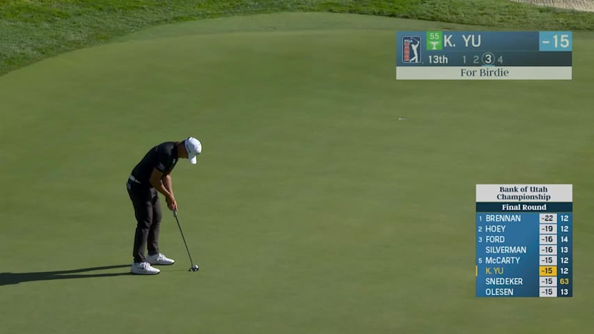 Kevin Yu sinks 30-foot birdie putt on No. 13 at Bank of Utah