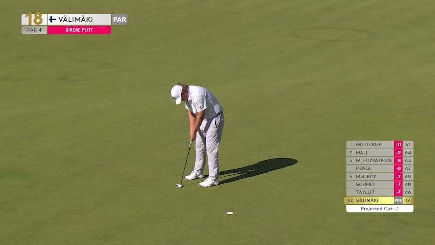Sami Valimaki makes birdie on No. 18 at Genesis Scottish Open