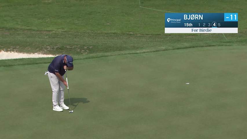 Thomas Bjørn makes birdie on No. 15 at Principal Charity Classic