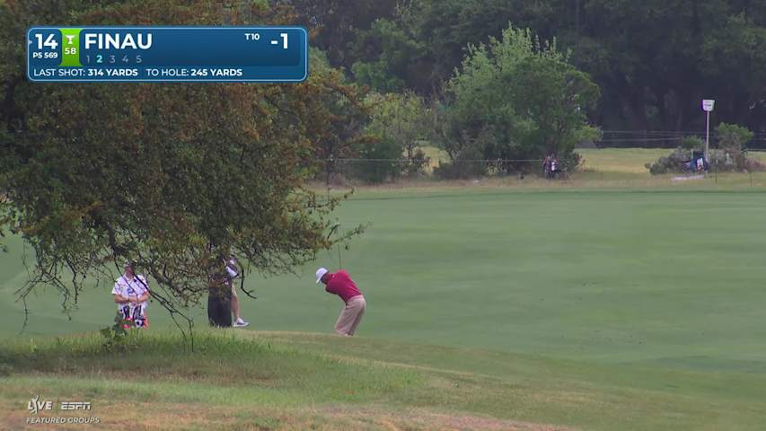 Tony Finau drains 41-foot eagle putt on No. 14 at Valero