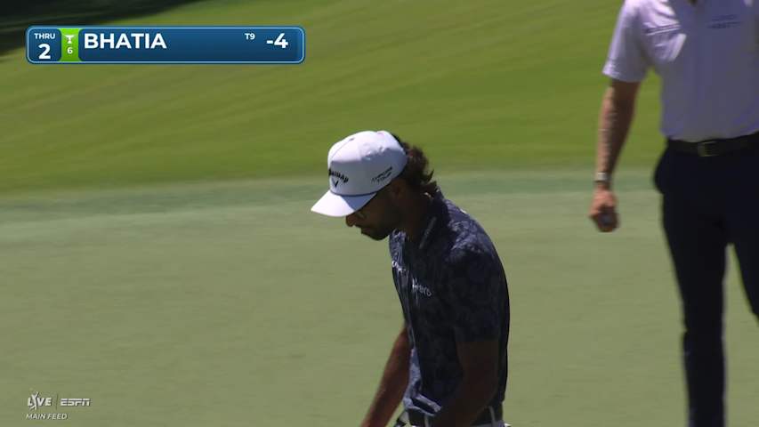 Akshay Bhatia drains 16-foot birdie putt on No. 2 at Truist Championship