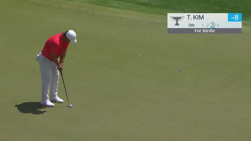 Tom Kim sinks 11-foot birdie putt on No. 5 at TOUR Championship