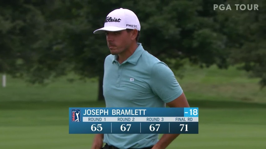 Joseph Bramlett throws a dart to set up birdie at Barbasol