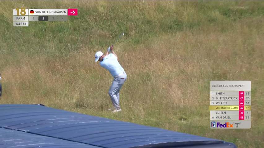 Nicolai Von Dellingshausen's 184-yard approach sets up birdie on No. 18 at Genesis Scottish Open