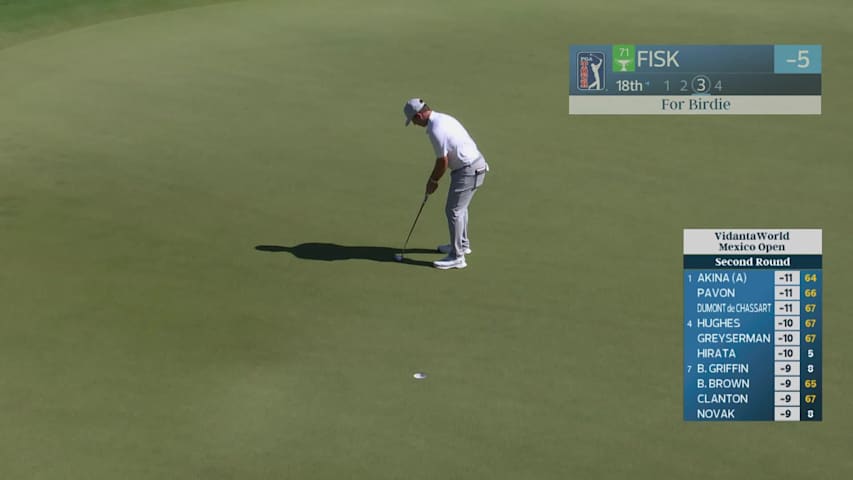 Steven Fisk sinks 10-foot putt for birdie on No. 18 at Mexico Open