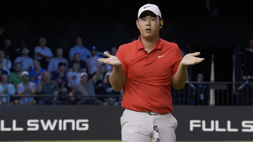 Tom Kim drains birdie putt and hits shrug at TGL Finals