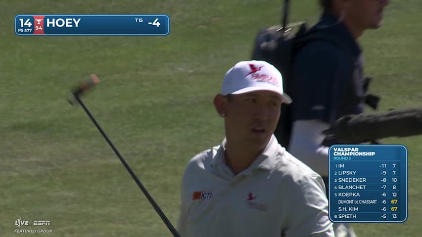 Rico Hoey sinks 4-foot birdie putt on No. 14 at Valspar