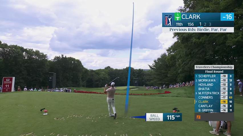 Wyndham Clark makes birdie on No. 11 at Travelers