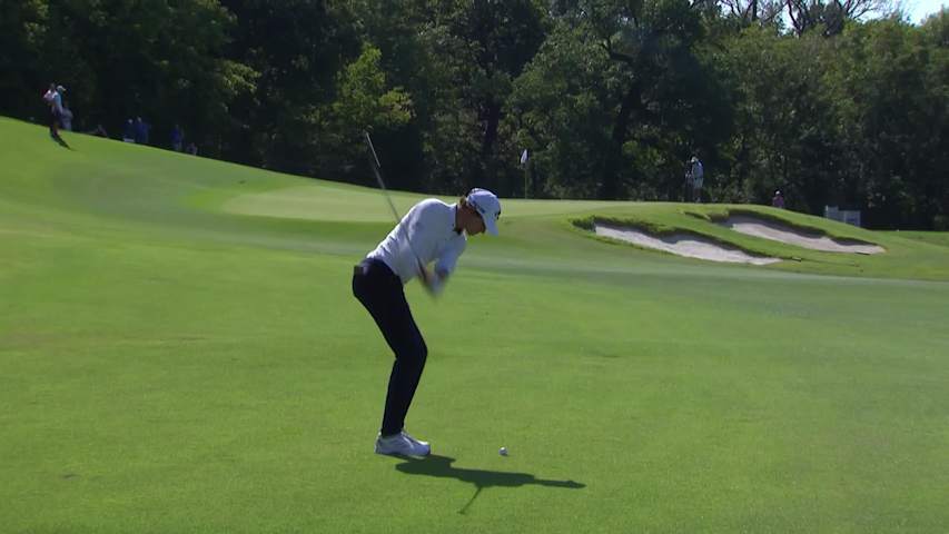 Adrien Dumont de Chassart makes birdie putt for his seventh birdie of the day at Compliance Solutions