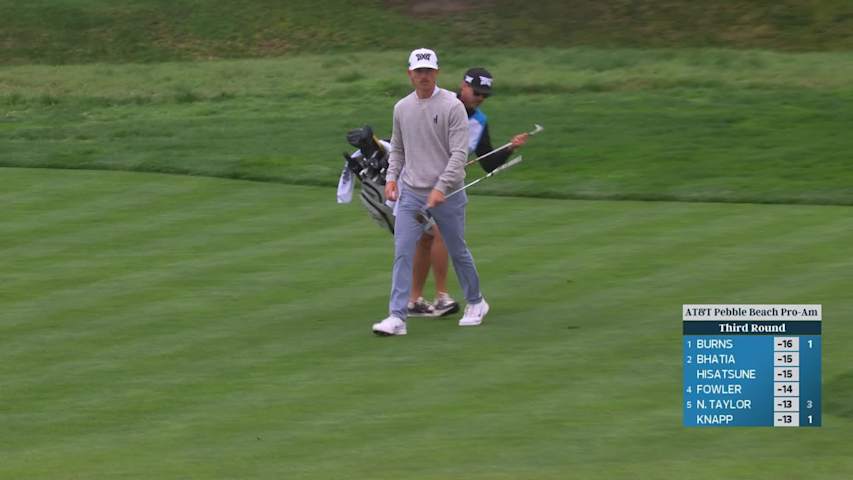 Jake Knapp sinks 6-foot birdie putt on No. 2 at AT&T Pebble Beach