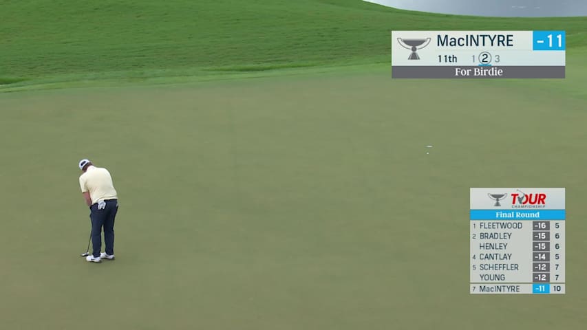 Robert MacIntyre sinks a 29-foot birdie putt on No. 11 at TOUR Championship