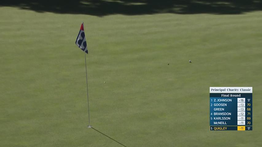 Brett Quigley makes birdie on No. 18 at Principal Charity Classic