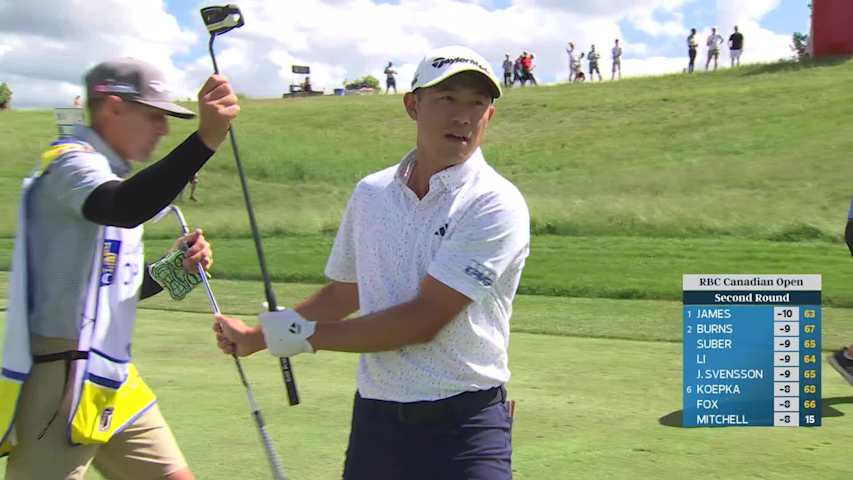 Collin Morikawa gets up-and-down from 82 yards for birdie on No. 12 at RBC Canadian