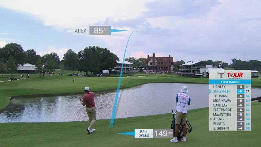 Scottie Scheffler rolls in birdie to shoot opening 63 at TOUR Championship