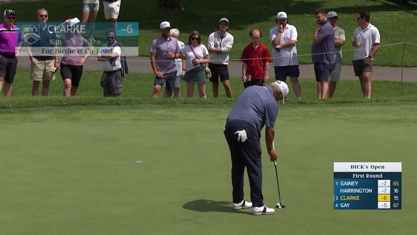 Darren Clarke makes birdie on No. 16 at DICK'S Open
