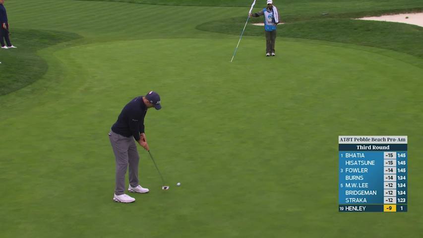 Russell Henley hits 238-yard approach to 46 feet, sets up birdie at Pebble Beach