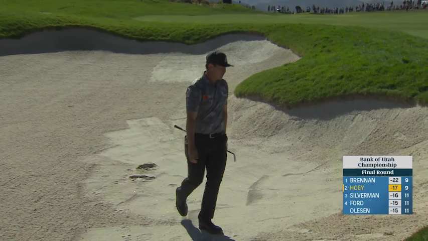 Rico Hoey makes birdie from the sand on No. 10 at Bank of Utah to stay in the hunt