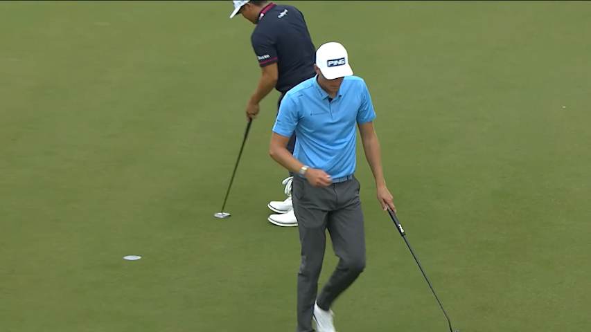 Adrian Meronk holes a 26-foot birdie putt at WGC-Dell Match Play