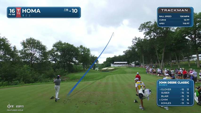 Max Homa holes 22-foot greenside shot for birdie on No. 16 at John Deere