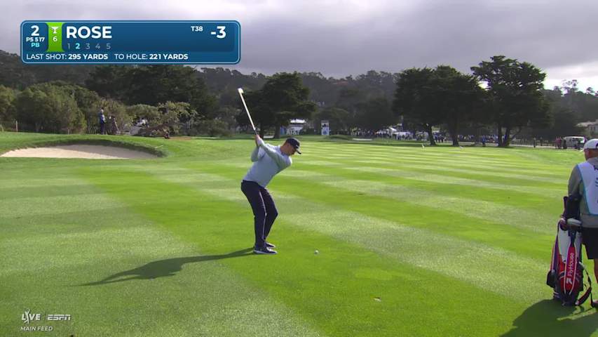 Justin Rose sinks 7-foot birdie putt on No. 2 at AT&T Pebble Beach