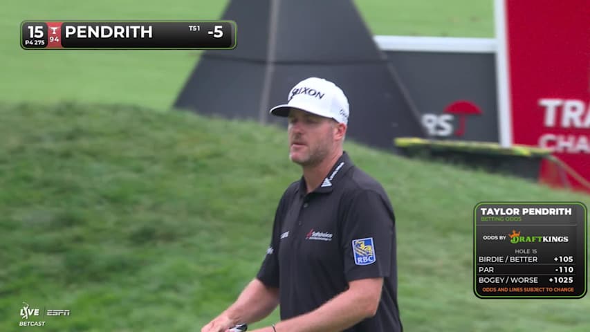 Taylor Pendrith taps in from 1 foot for birdie on No. 15 at Travelers