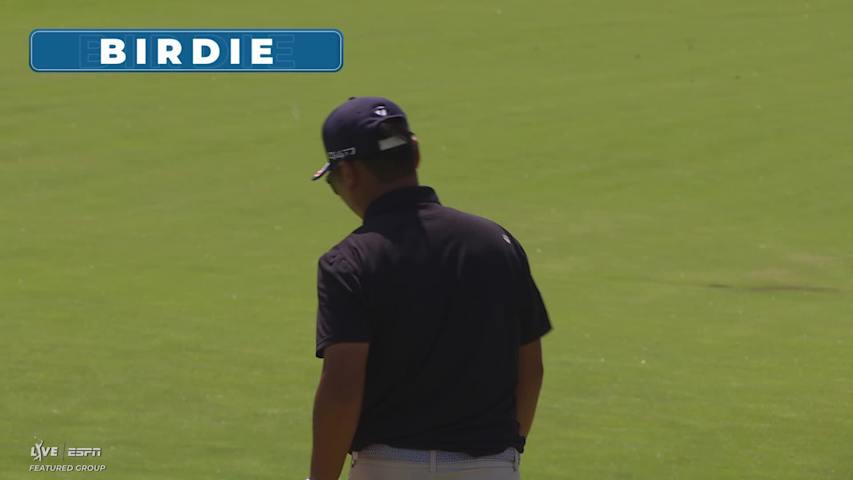 Ryo Hisatsune sinks 17-foot birdie putt on No. 13 at the Memorial