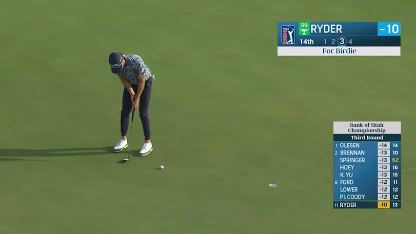 Sam Ryder sinks 7-foot birdie putt on No. 14 at Bank of Utah