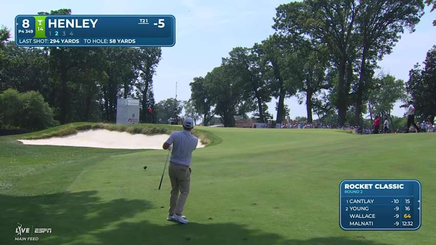 Russell Henley sinks 8-foot birdie putt on No. 8 at Rocket Classic