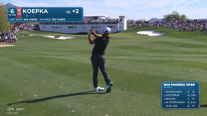 Brooks Koepka sinks 32-foot birdie putt on No. 6 at WM Phoenix Open