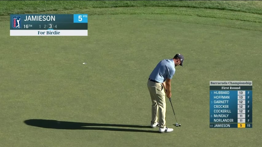 Scott Jamieson makes birdie putt on No. 16 at Barracuda