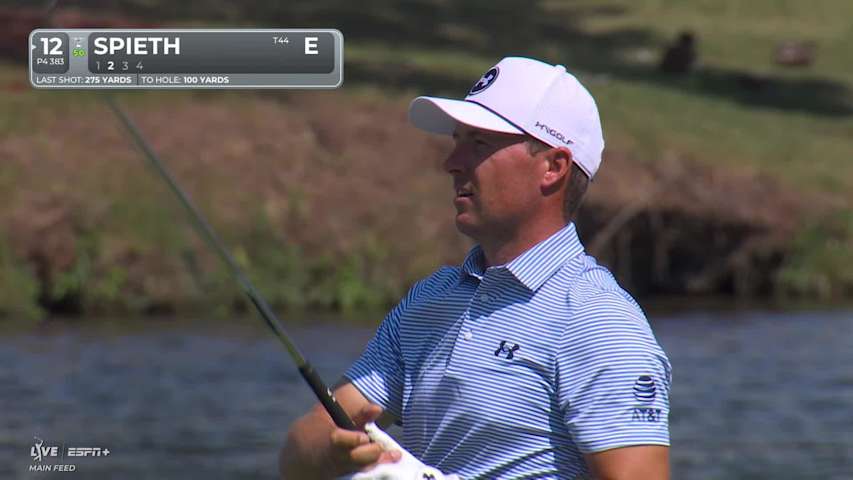 Jordan Spieth drains a 22-foot birdie putt at FedEx St. Jude