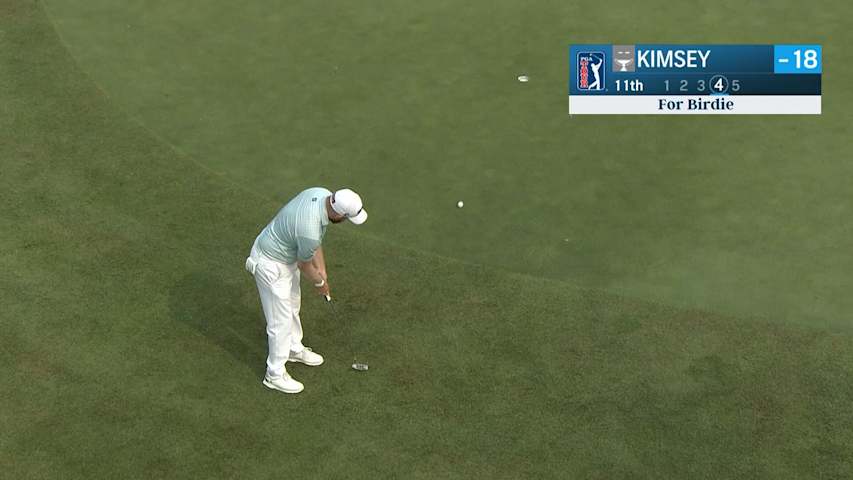 Nathan Kimsey holes birdie from off the green at Barbasol