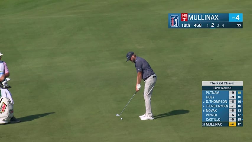 Trey Mullinax hits 170-yard approach to 5 feet, sets up birdie on No. 18 at The RSM Classic