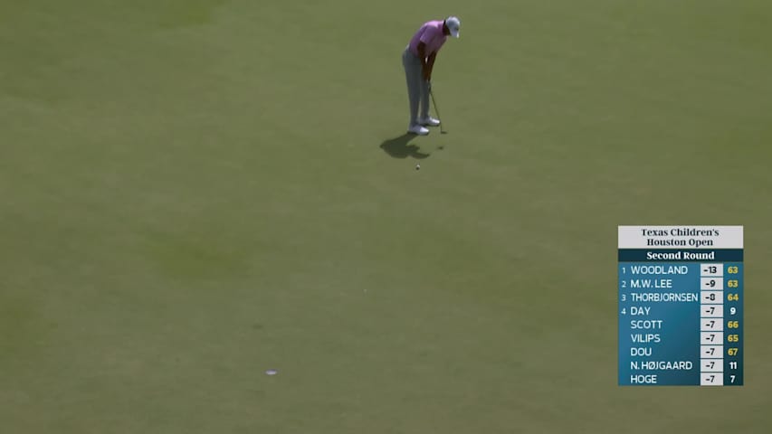 Sudarshan Yellamaraju sinks 26-foot birdie putt on No. 8 at Texas Children's