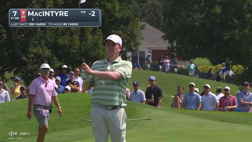 Robert MacIntyre sinks 15-foot putt for birdie on No. 7 at BMW Championship