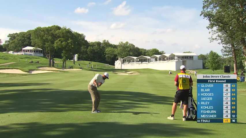 Tony Finau drains 16-foot eagle putt on No. 17 at John Deere