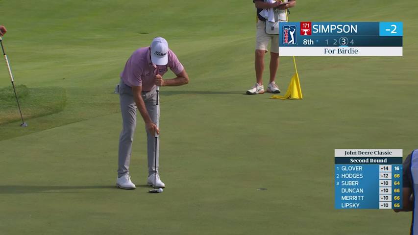 Webb Simpson makes 3-foot birdie putt on No. 8 at John Deere