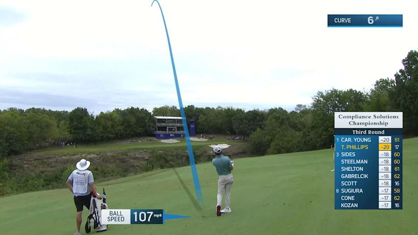 Trent Phillips makes birdie on No. 18 at Compliance Solutions