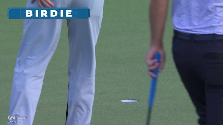 Taylor Montgomery/Scott Piercy sinks a 26-foot birdie putt on No. 3 at Zurich Classic
