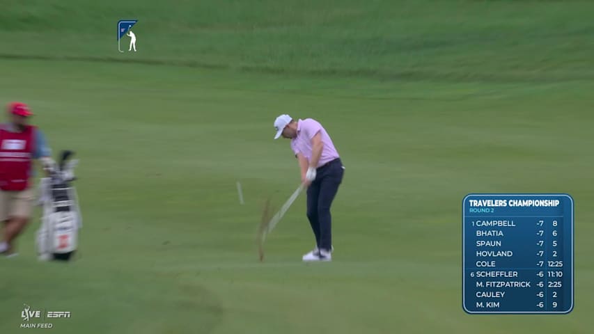 Brian Campbell's 143-yard approach sets up birdie on No. 9 at Travelers