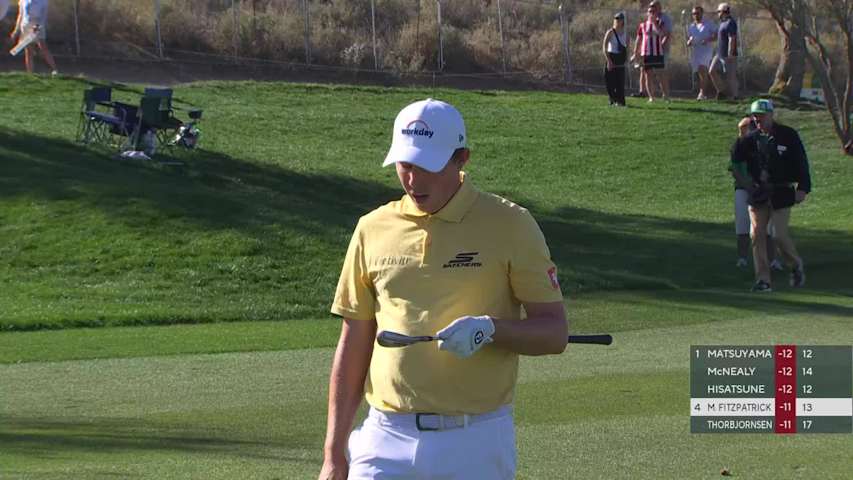 Matt Fitzpatrick holes out 50-foot approach for birdie on No. 14 at WM Phoenix Open